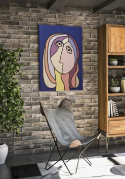 Impression murale Cubisme encadrée en bois massif couleurs vives