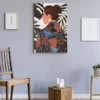 Impression murale Lady Jungle encadrée toile bois massif couleurs chaudes