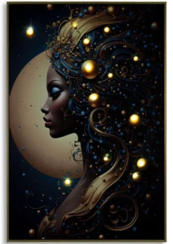 Impression sur toile avec cadre Minerva LED doré