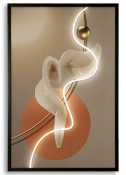 Impression sur toile LED abstraite moderne cadre noir