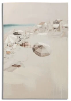 Impression sur toile plage cadre en bois massif multicolore
