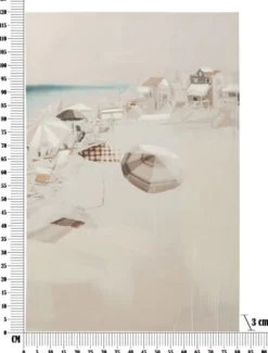 Impression sur toile plage cadre en bois massif multicolore