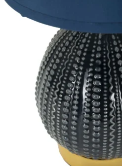 Lampe de chevet Flavi céramique bleue abat-jour tissu bleu