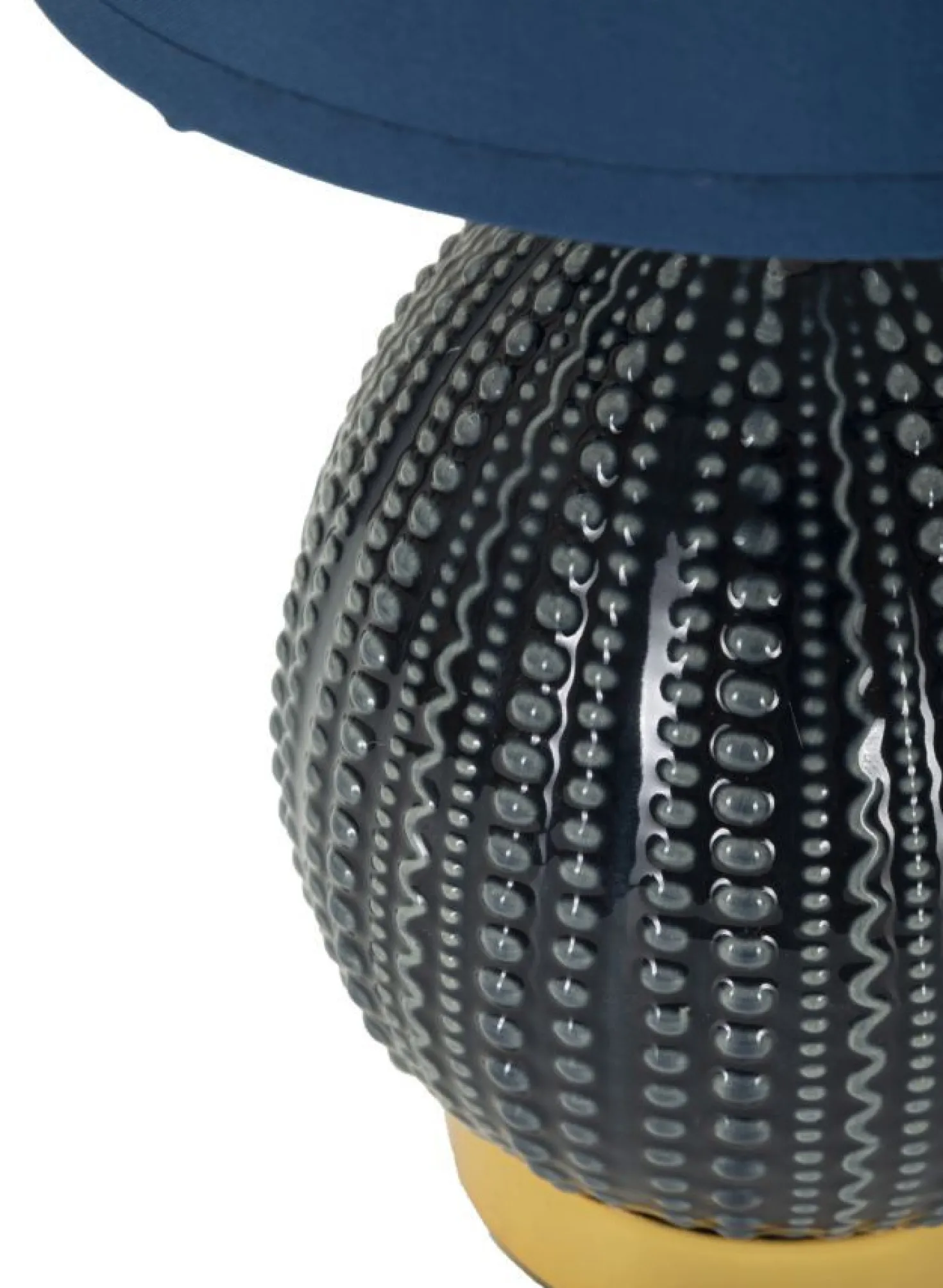 Lampe de chevet Flavi céramique bleue abat-jour tissu bleu