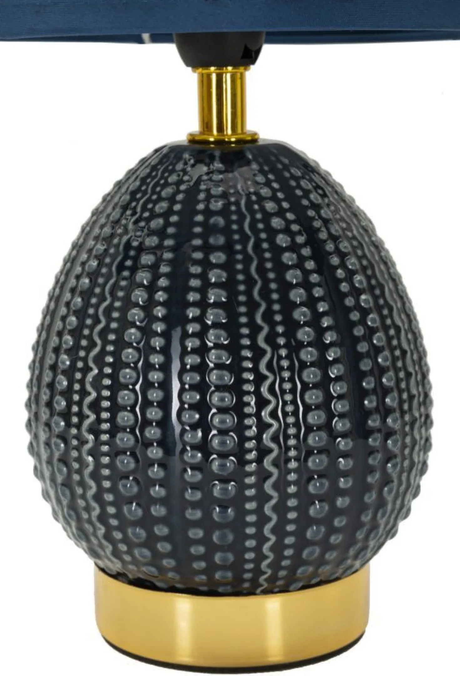 Lampe de chevet Flavi céramique bleue abat-jour tissu bleu
