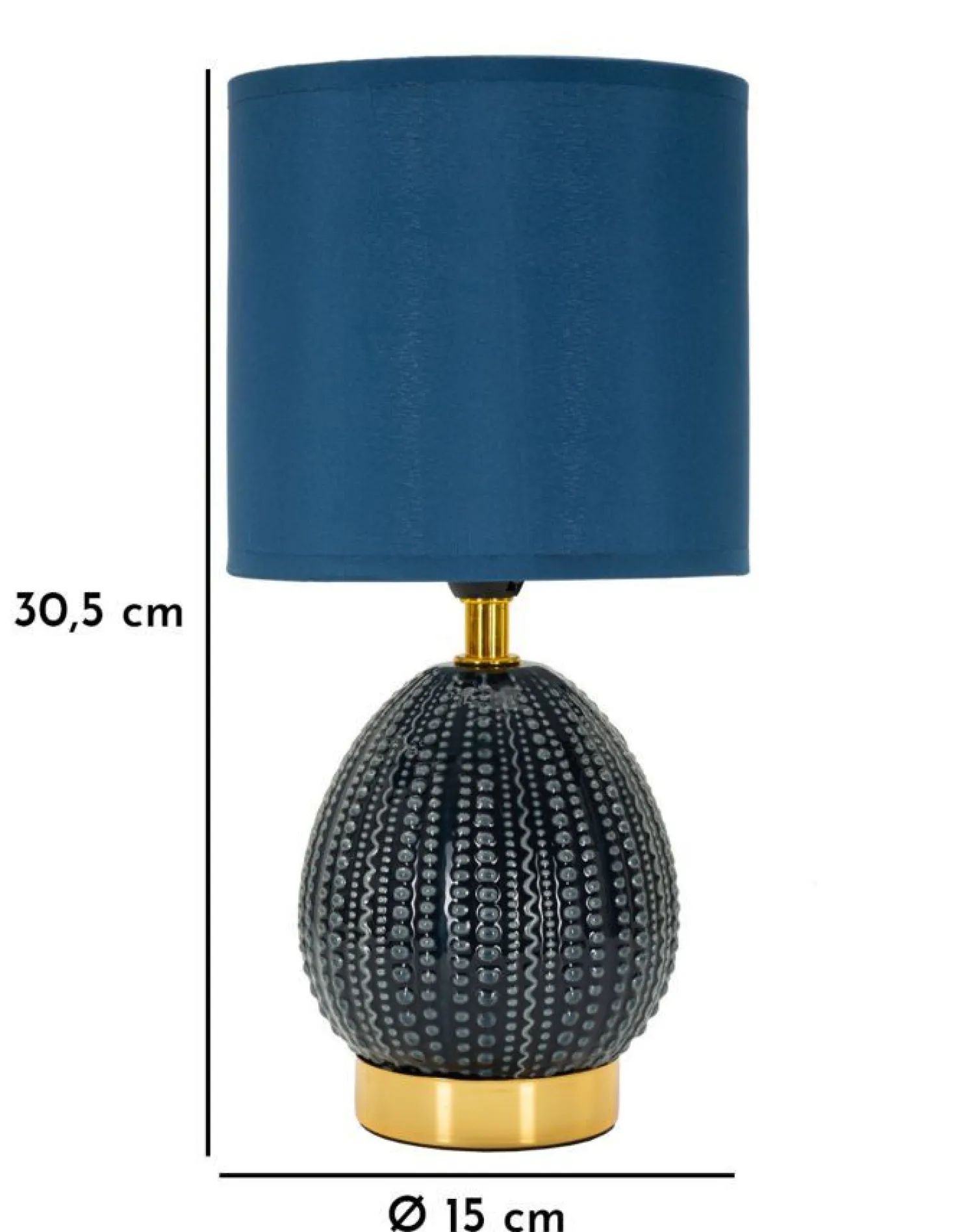 Lampe de chevet Flavi céramique bleue abat-jour tissu bleu