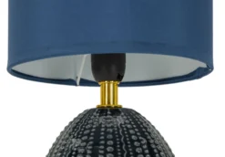 Lampe de chevet Flavi céramique bleue abat-jour tissu bleu