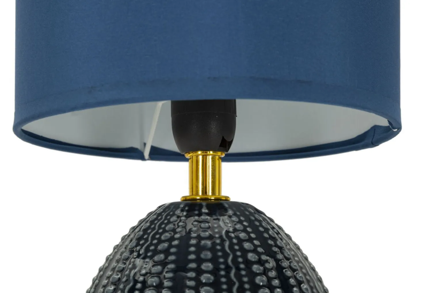 Lampe de chevet Flavi céramique bleue abat-jour tissu bleu