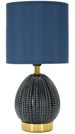 Lampe de chevet Flavi céramique bleue abat-jour tissu bleu