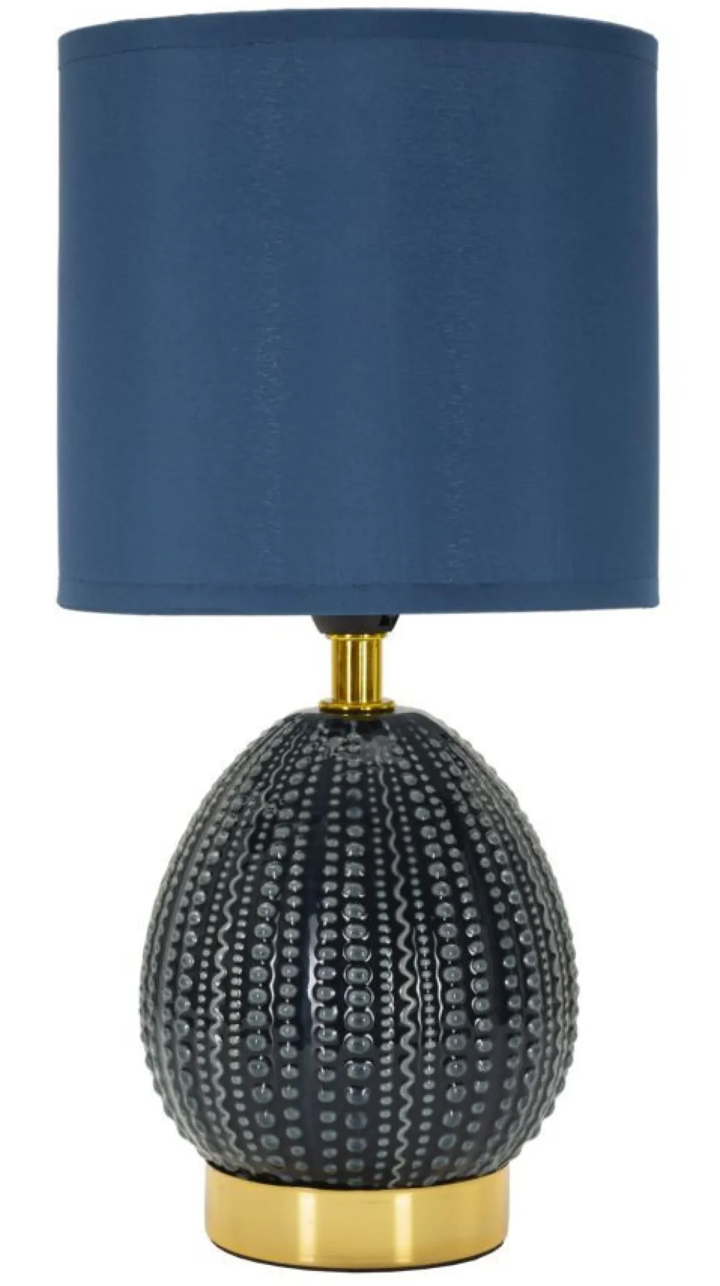 Lampe de chevet Flavi céramique bleue abat-jour tissu bleu