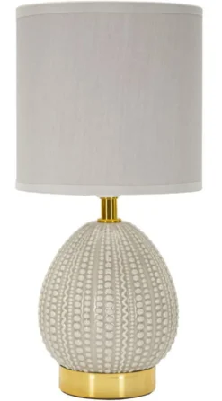 Lampe de chevet Flavi Céramique Grise abat-jour Tissu Gris