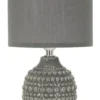 Lampe de chevet motifs en relief Grise céramique Grise abat-jour Tissu