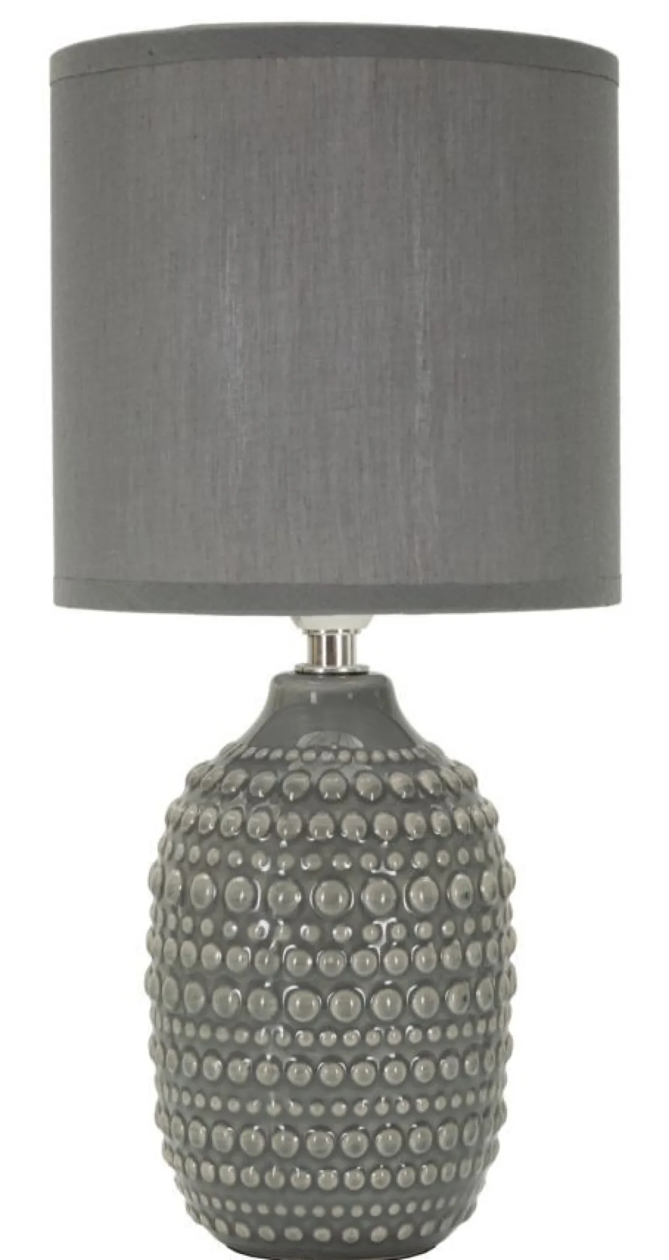 Lampe de chevet motifs en relief Grise céramique Grise abat-jour Tissu