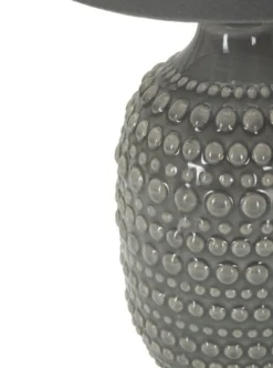 Lampe de chevet motifs en relief Grise céramique Grise abat-jour Tissu