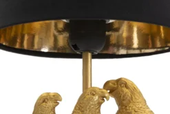 Lampe de chevet Perroquets Métal Doré abat-jour Tissu Noir