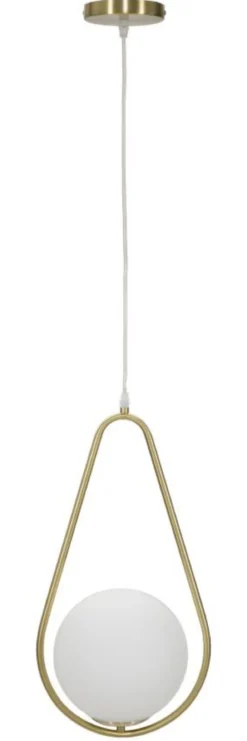 Lampe de plafond Glamy sphère en verre blanc et métal doré