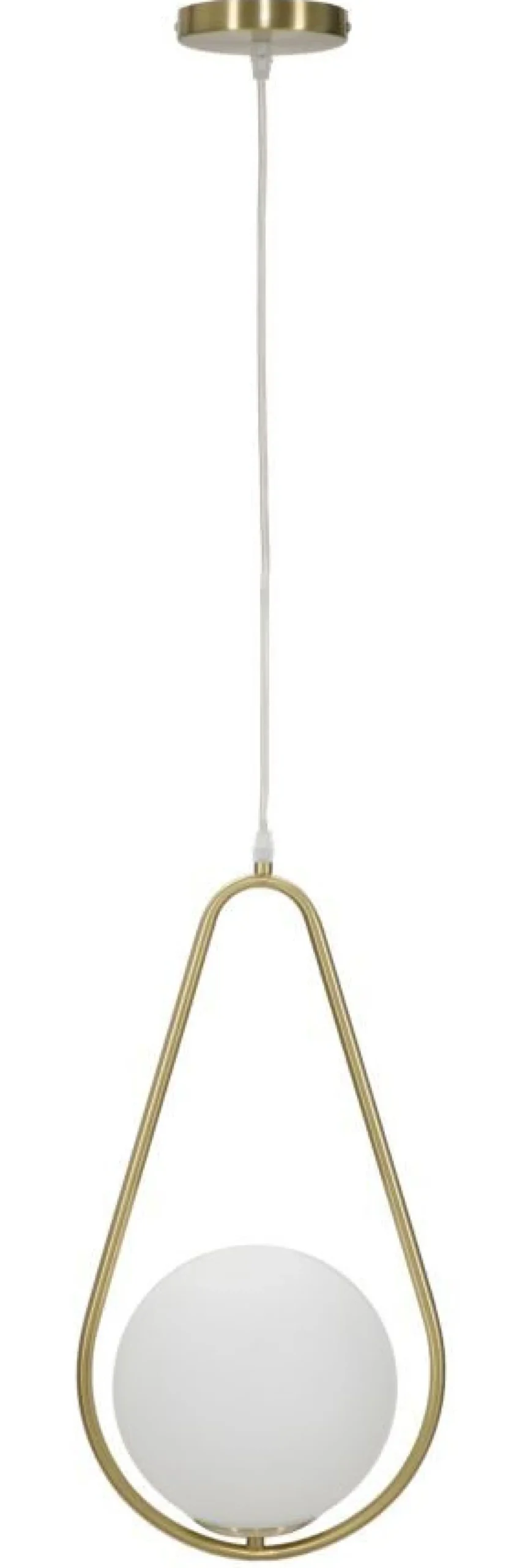 Lampe de plafond Glamy sphère en verre blanc et métal doré