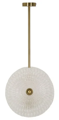 Lampe de plafond métal doré abat-jours en verre décorés reliefs