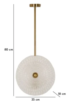 Lampe de plafond métal doré abat-jours en verre décorés reliefs