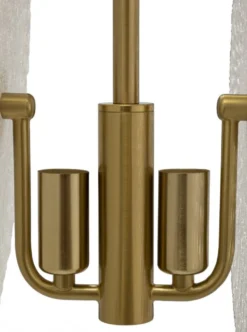 Lampe de plafond métal doré abat-jours en verre décorés reliefs