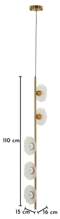 Lampe de plafond verticale Emily Verre transparent structure dorée