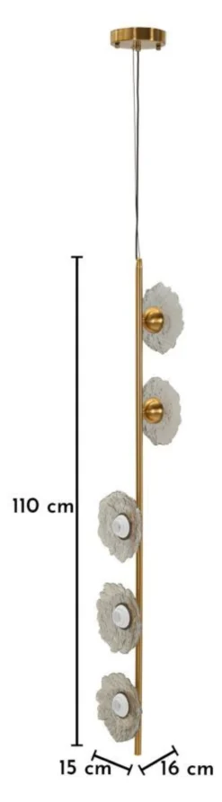 Lampe de plafond vertical Emily Verre Gris doré