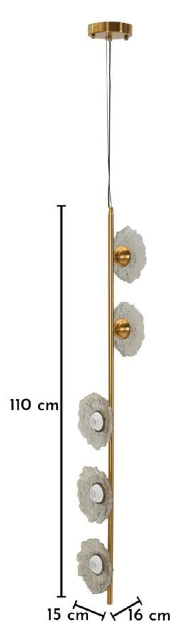 Lampe de plafond vertical Emily Verre Gris doré