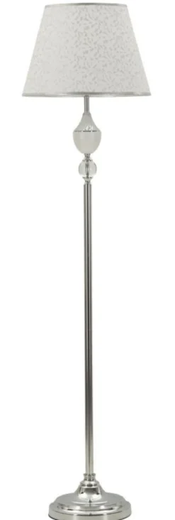 Lampe de sol Kody Métal Argent et Abat-jour Blanc