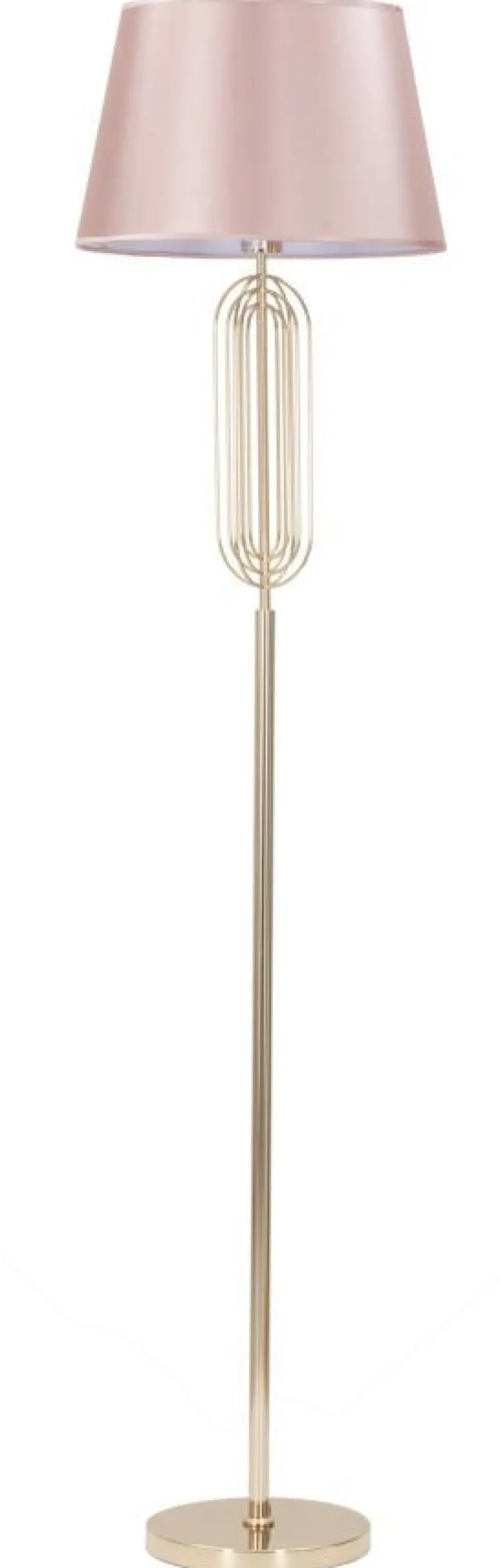 Lampe de sol Ovy métal doré abat-jour tissu rose