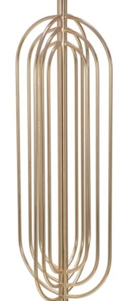 Lampe de sol Ovy métal doré abat-jour tissu rose
