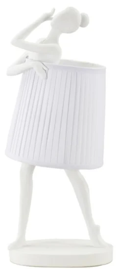 Lampe de table Ballet Résine Blanc abat-jour tissu Blanc