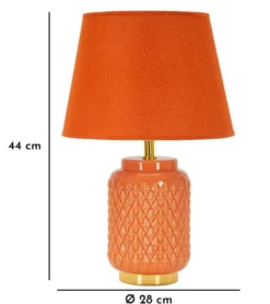 Lampe de table base céramique orange abat-jour tissu orange