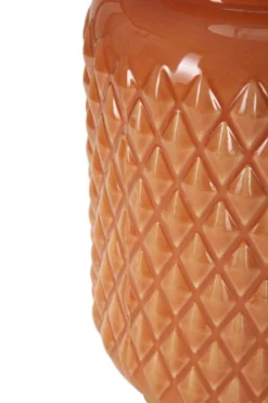 Lampe de table base céramique orange abat-jour tissu orange