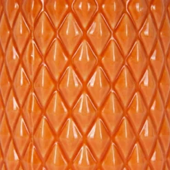 Lampe de table base céramique orange abat-jour tissu orange