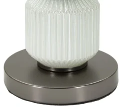 Lampe de table Bright Three Verre Blanc abat-jour Velours Gris
