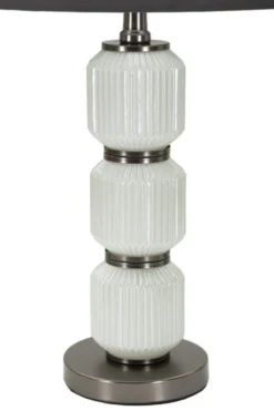 Lampe de table Bright Three Verre Blanc abat-jour Velours Gris