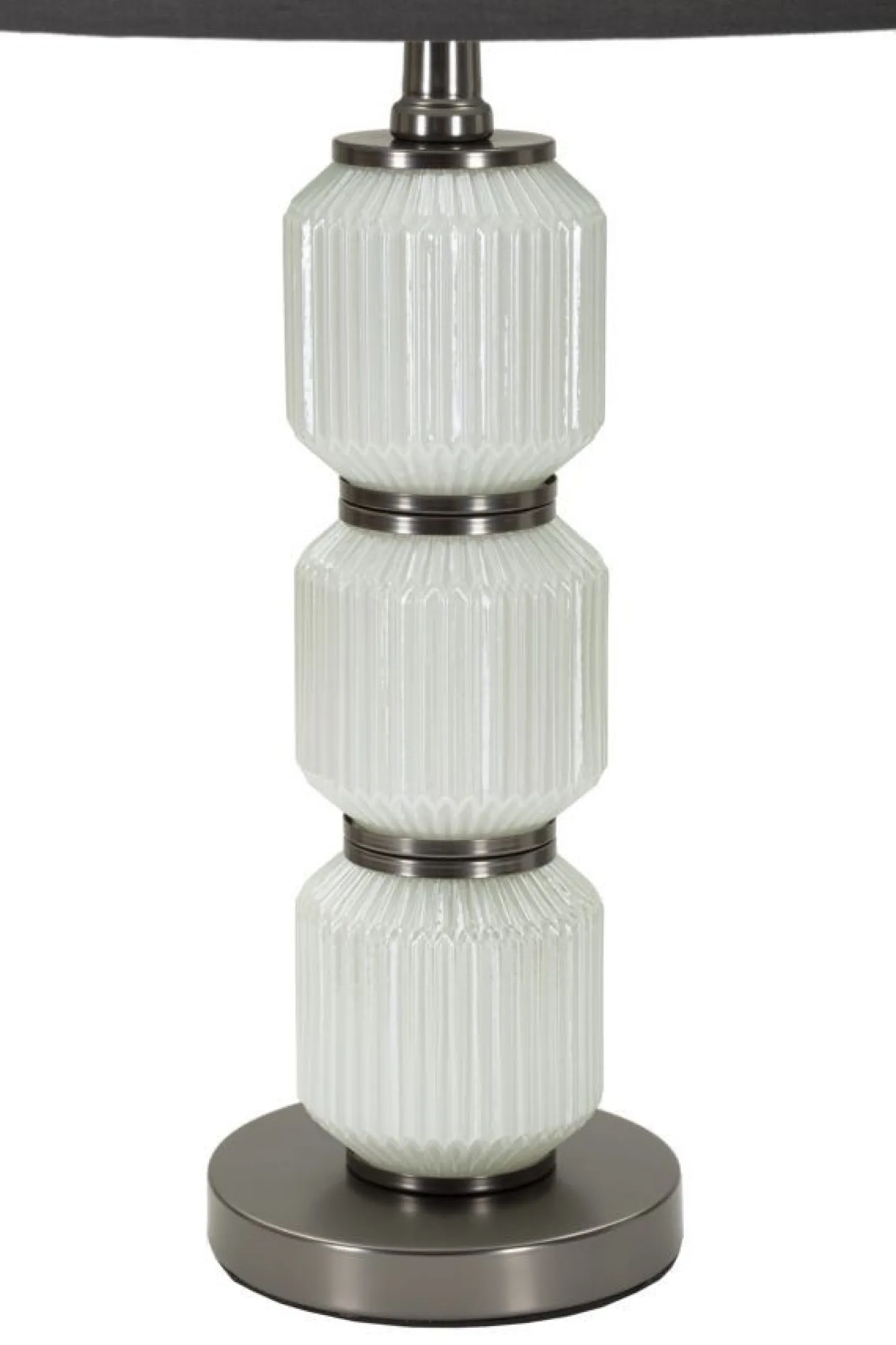 Lampe de table Bright Three Verre Blanc abat-jour Velours Gris