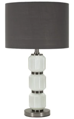Lampe de table Bright Three Verre Blanc abat-jour Velours Gris
