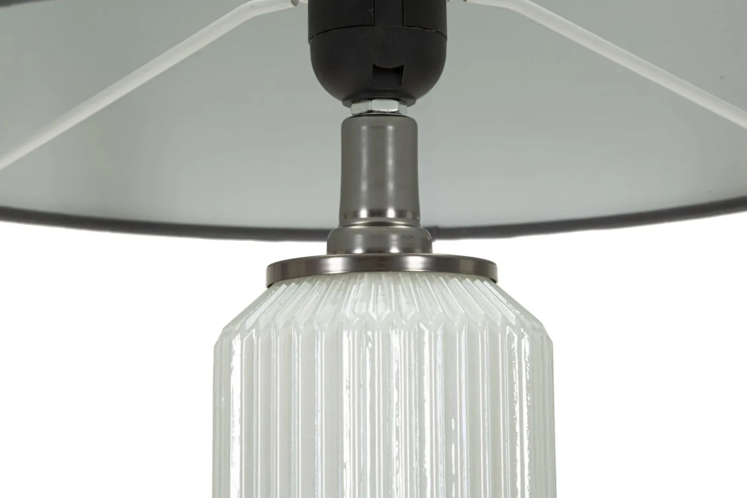 Lampe de table Bright Three Verre Blanc abat-jour Velours Gris