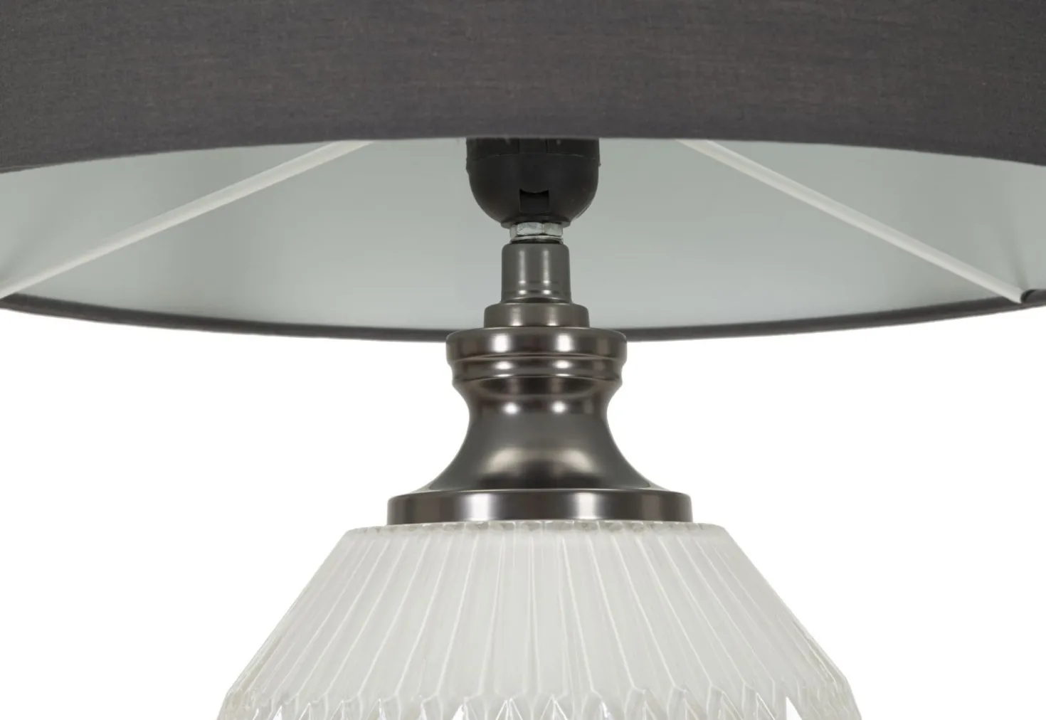 Lampe de table Brighty Verre Blanc abat-jour Velours Gris
