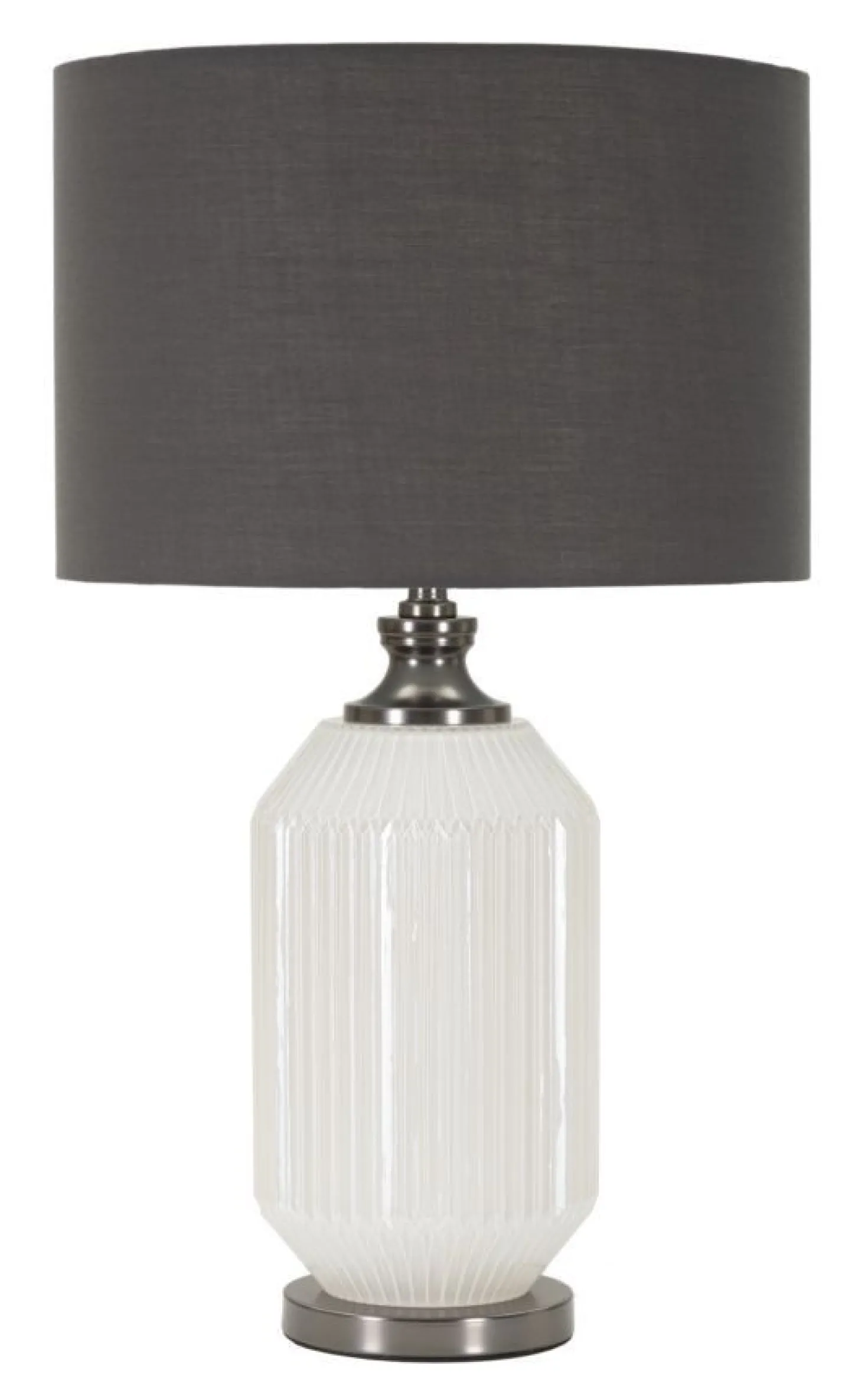 Lampe de table Brighty Verre Blanc abat-jour Velours Gris