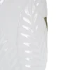 Lampe de table Céramique Blanche feuilles Dorées abat-jour Tissu Blanc bords Dorés