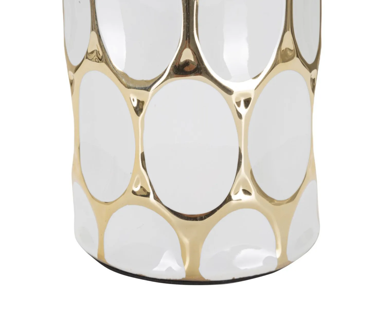 Lampe de table céramique blanche décorations dorées abat-jour tissu blanc