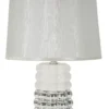 Lampe de table Céramique Blanche et Argentée Abat-jour Tissu Argenté