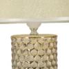 Lampe de table céramique dorée abat-jour tissu blanc