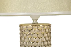Lampe de table céramique dorée abat-jour tissu blanc