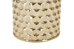Lampe de table céramique dorée abat-jour tissu blanc