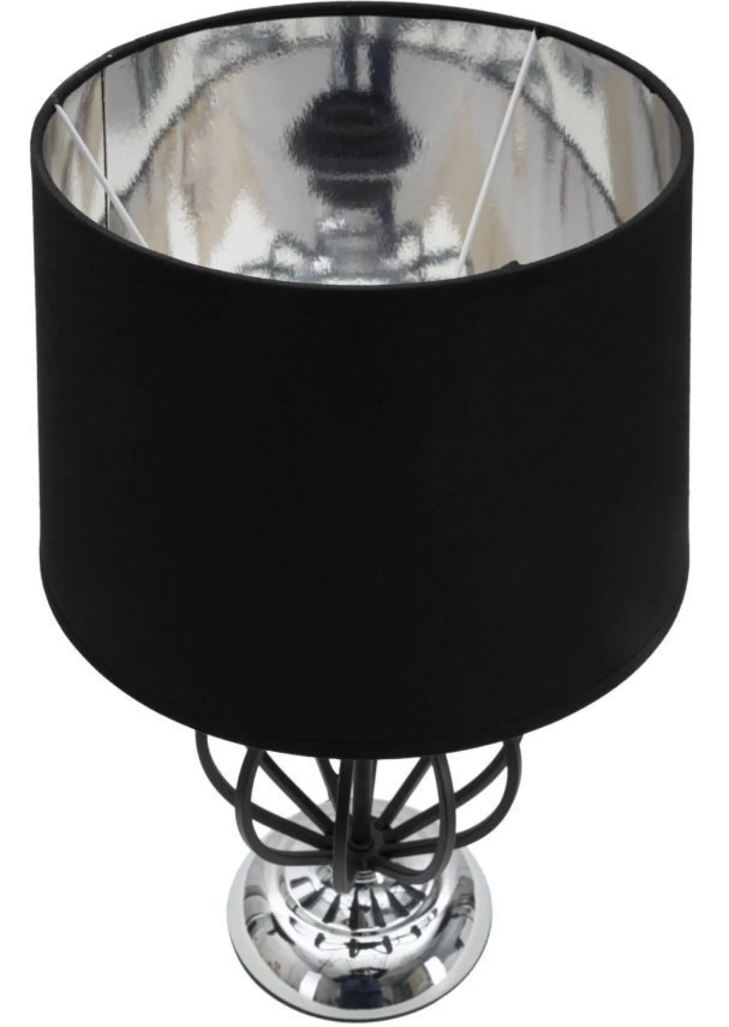 Lampe de table Darky Métal Noir abat-jour Tissu Noir décorations Métalliques Argentées