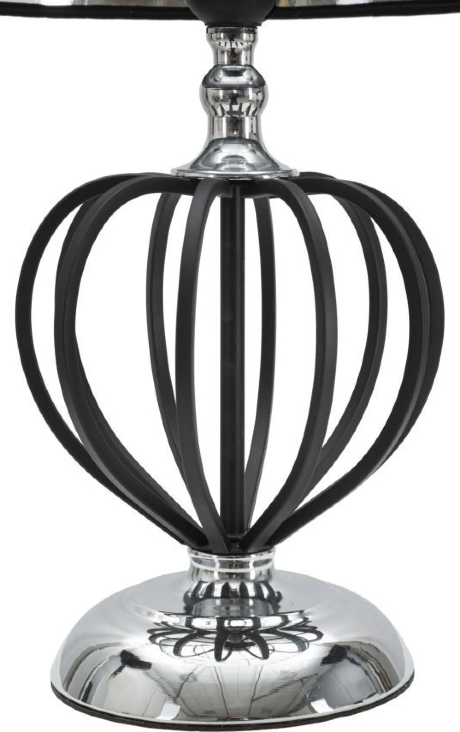 Lampe de table Darky Métal Noir abat-jour Tissu Noir décorations Métalliques Argentées