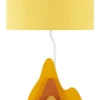 Lampe de table design flamme M.D.F Blanc abat-jour Tissu Jaune / Orange